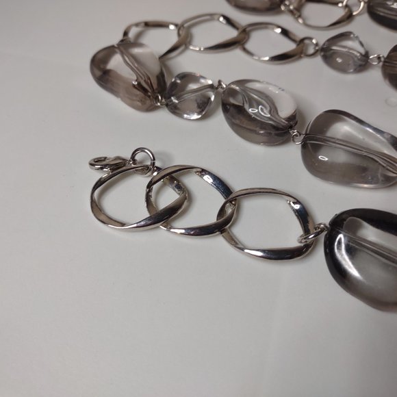 Long 41 Inch Dell'Olio Necklace With Large Clear Plastic Beads - Picture 2 of 12